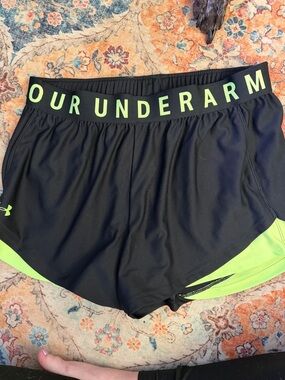 Under Armour Black Shorts with Neon Lime Accents